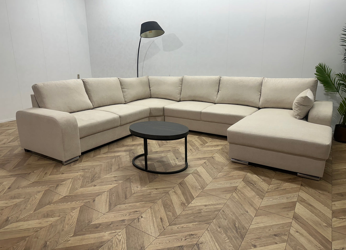 !Showroommodel! Crème Suède Stoffen U Bank