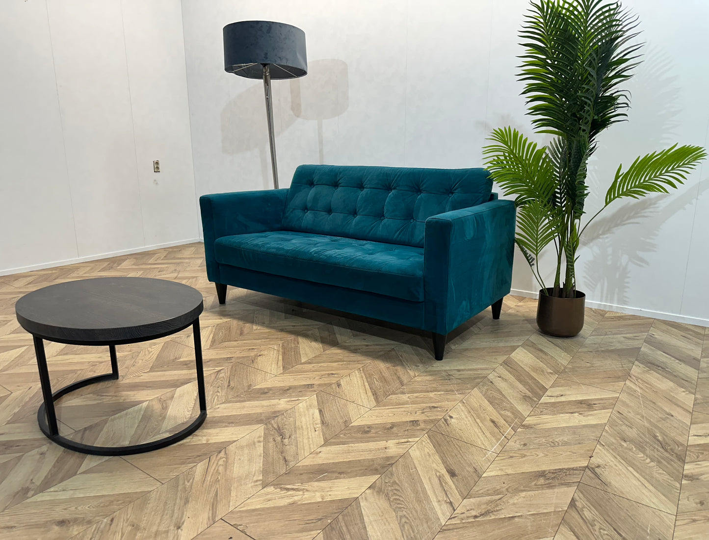 Umix Blauwe Velvet 2.5-Zits Bank ~ Losse Rugkussen met Afneembare Hoes