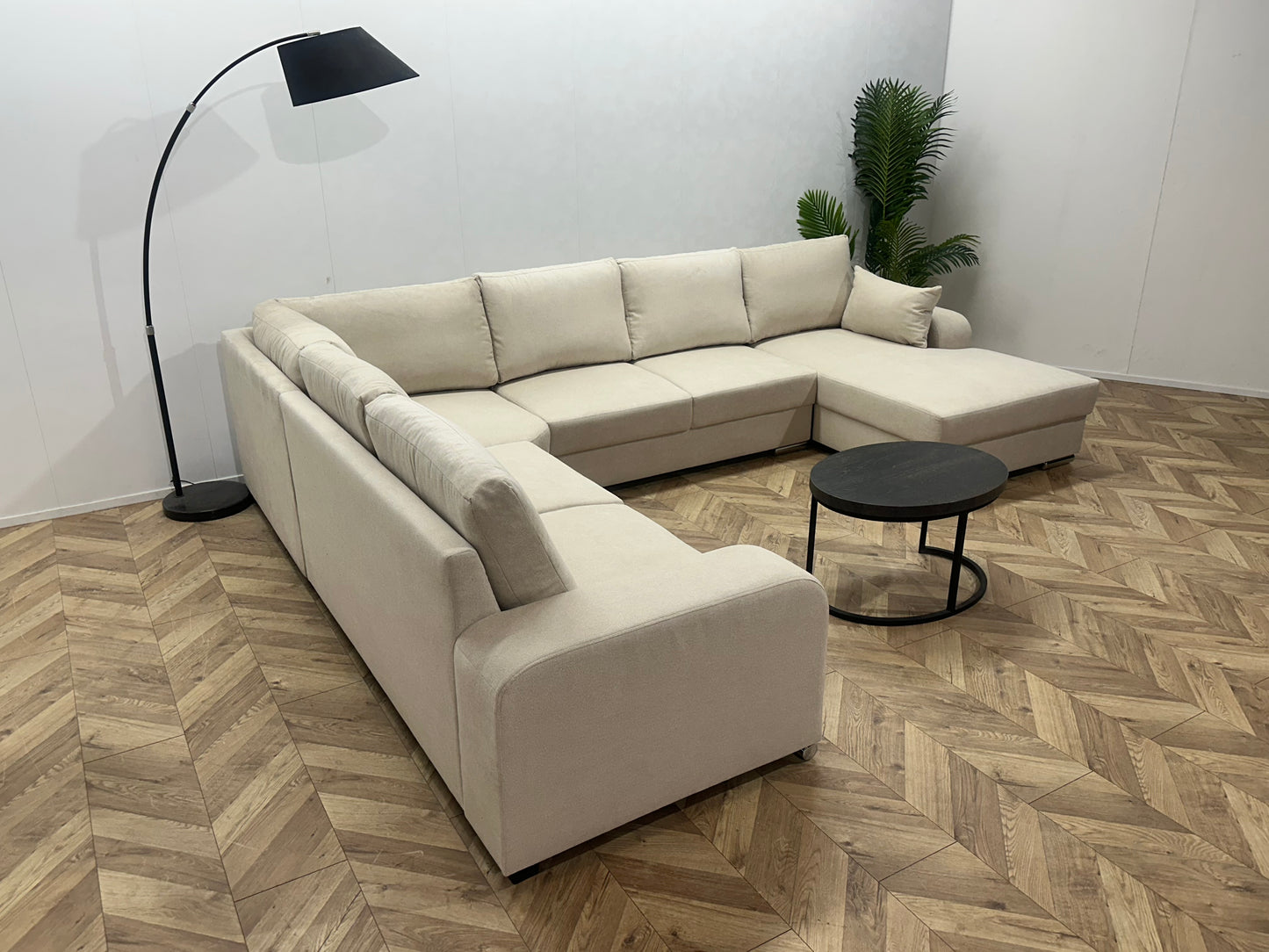 !Showroommodel! Crème Suède Stoffen U Bank