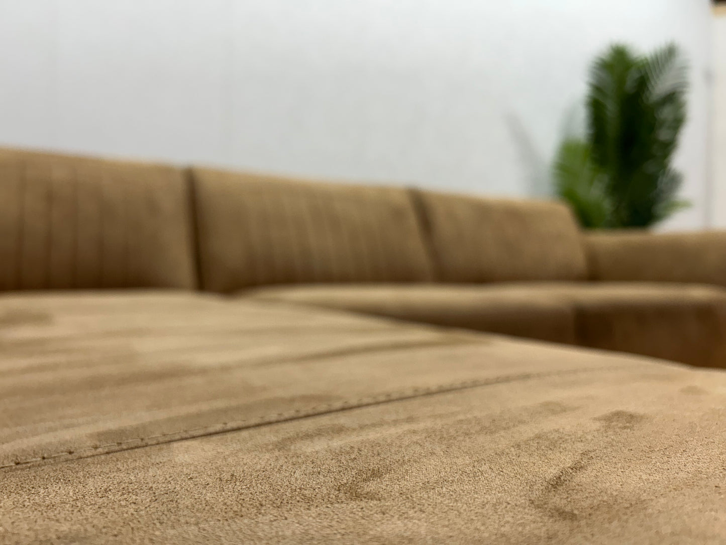 Cognac Bruine Hoekbank ~ Vaste Kussens