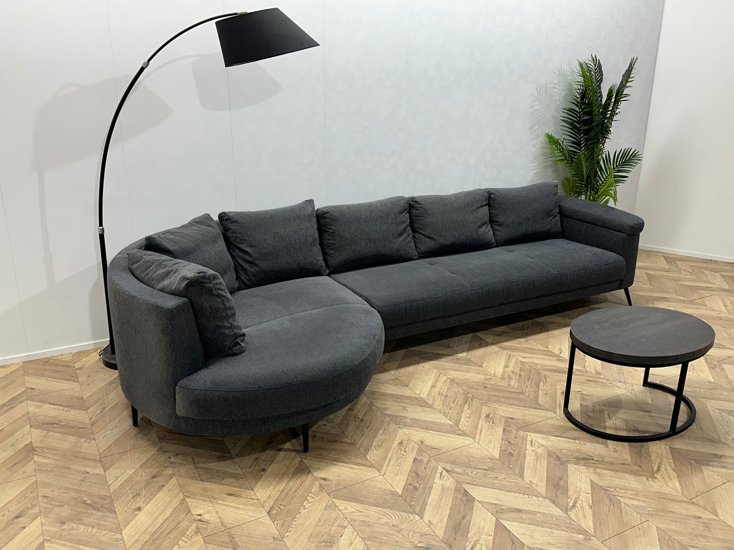 Grijze Design Hoekbank ~ Losse Rugkussens Met Afneembare Hoezen ~ Kleine Opbergruimte
