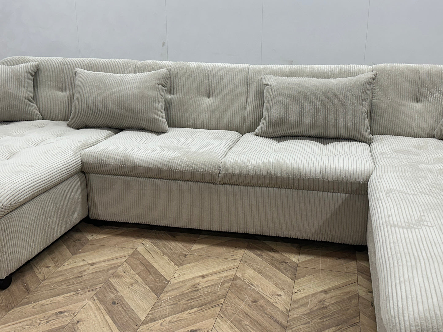 !Showroommodel! Witte/Crème Ribstof U Bank