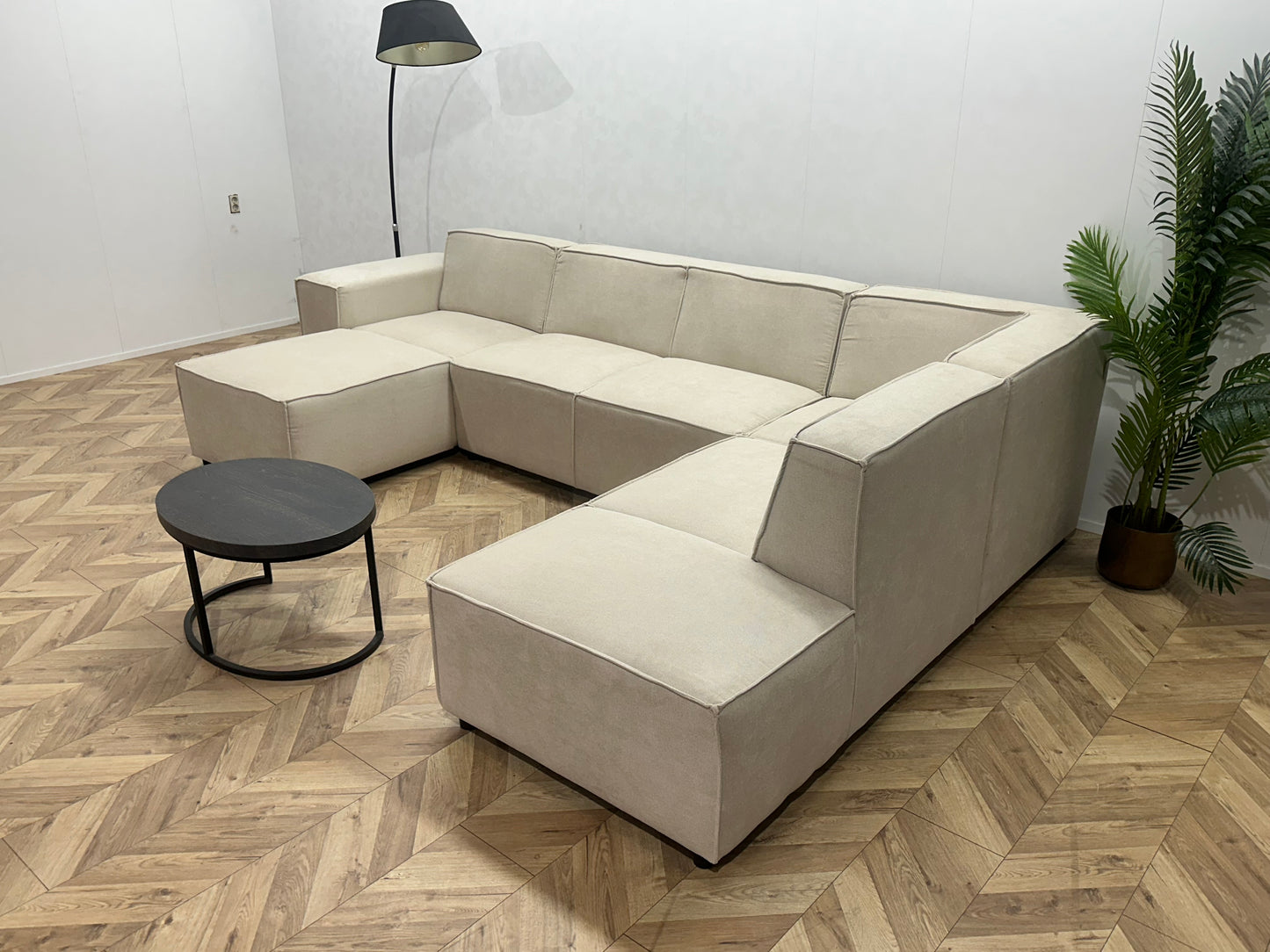 !Showroommodel! Crème Suède Stoffen U Bank