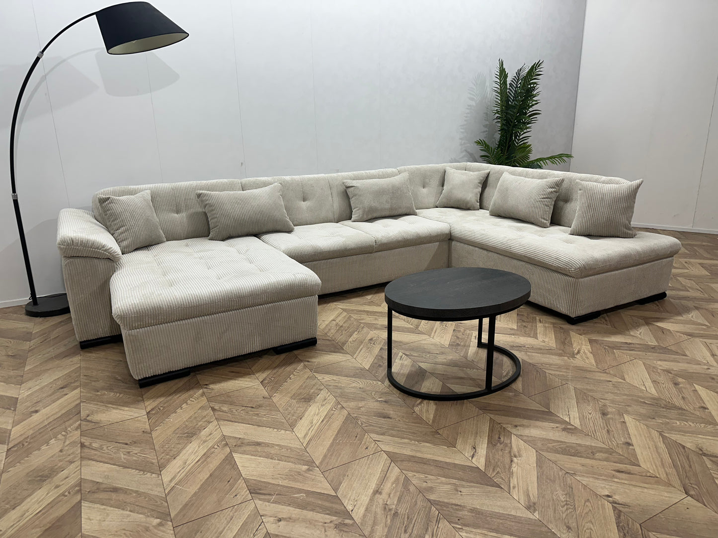 !Showroommodel! Witte/Crème Ribstof U Bank