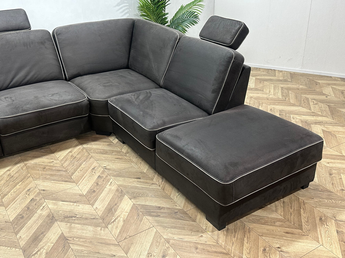 H&H Antraciet Suède Stoffen U Bank ~ Opbergruimte