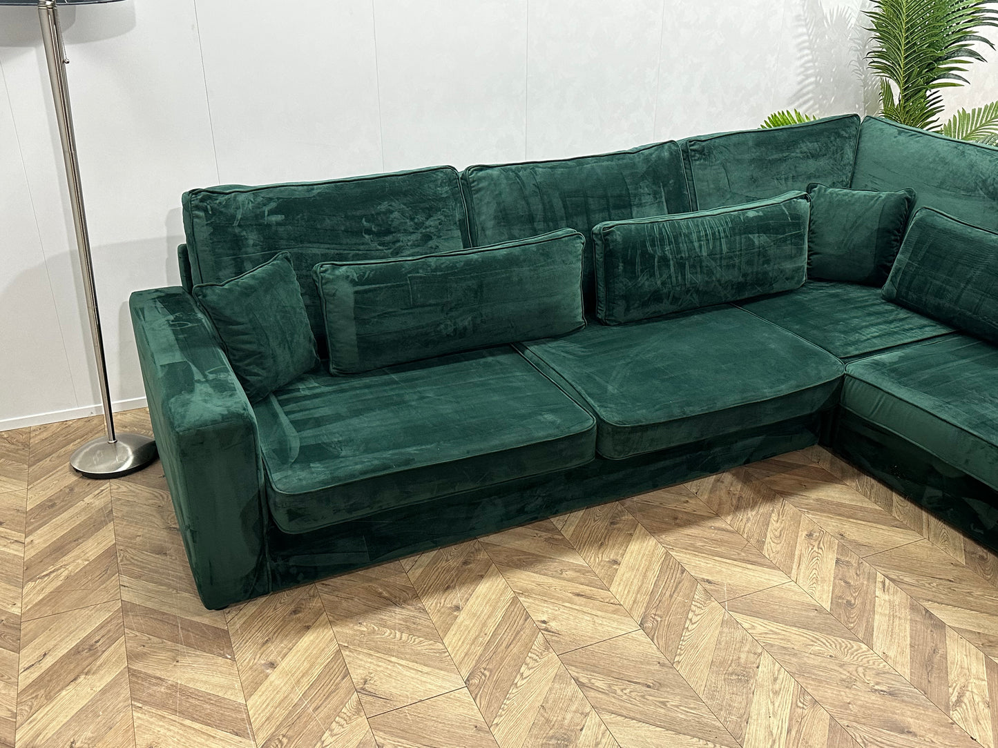 Groene Velvet Hoekbank ~ Nieuwstaat