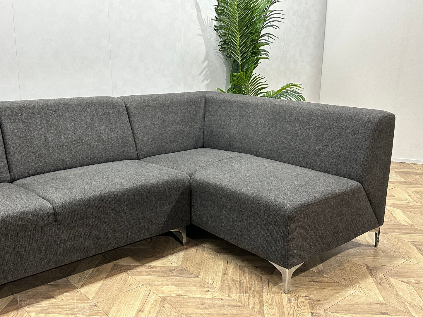 Antraciet Hoekbank Inc Hocker ~ Vaste Kussens