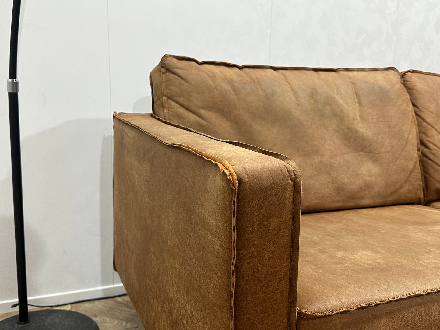 BePure Cognac Bruine Suède Lederen 3-Zita Bank Inc Hocker ~ Losse Kussens Met Afneembare Hoezen