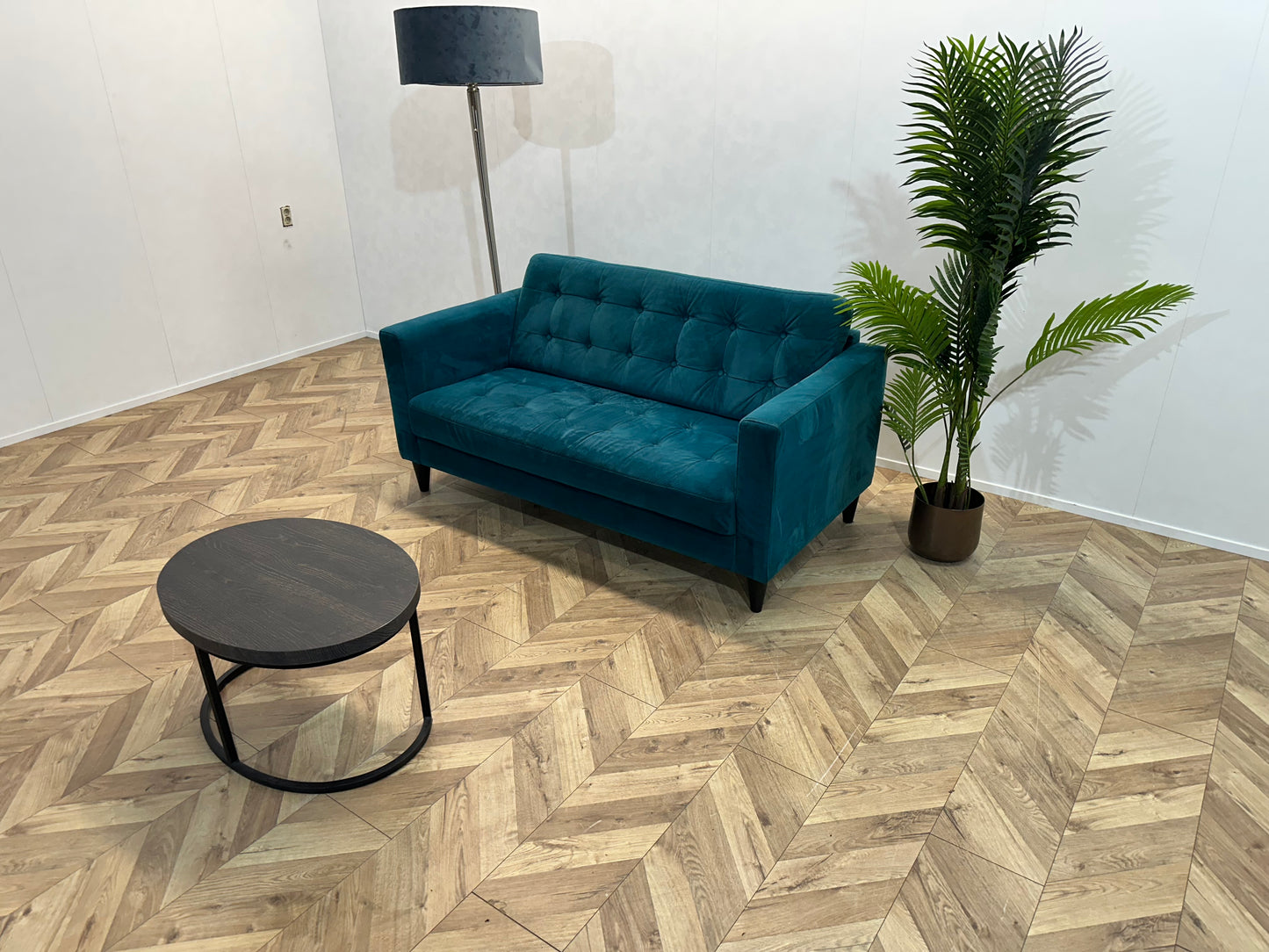 Umix Blauwe Velvet 2.5-Zits Bank ~ Losse Rugkussen met Afneembare Hoes