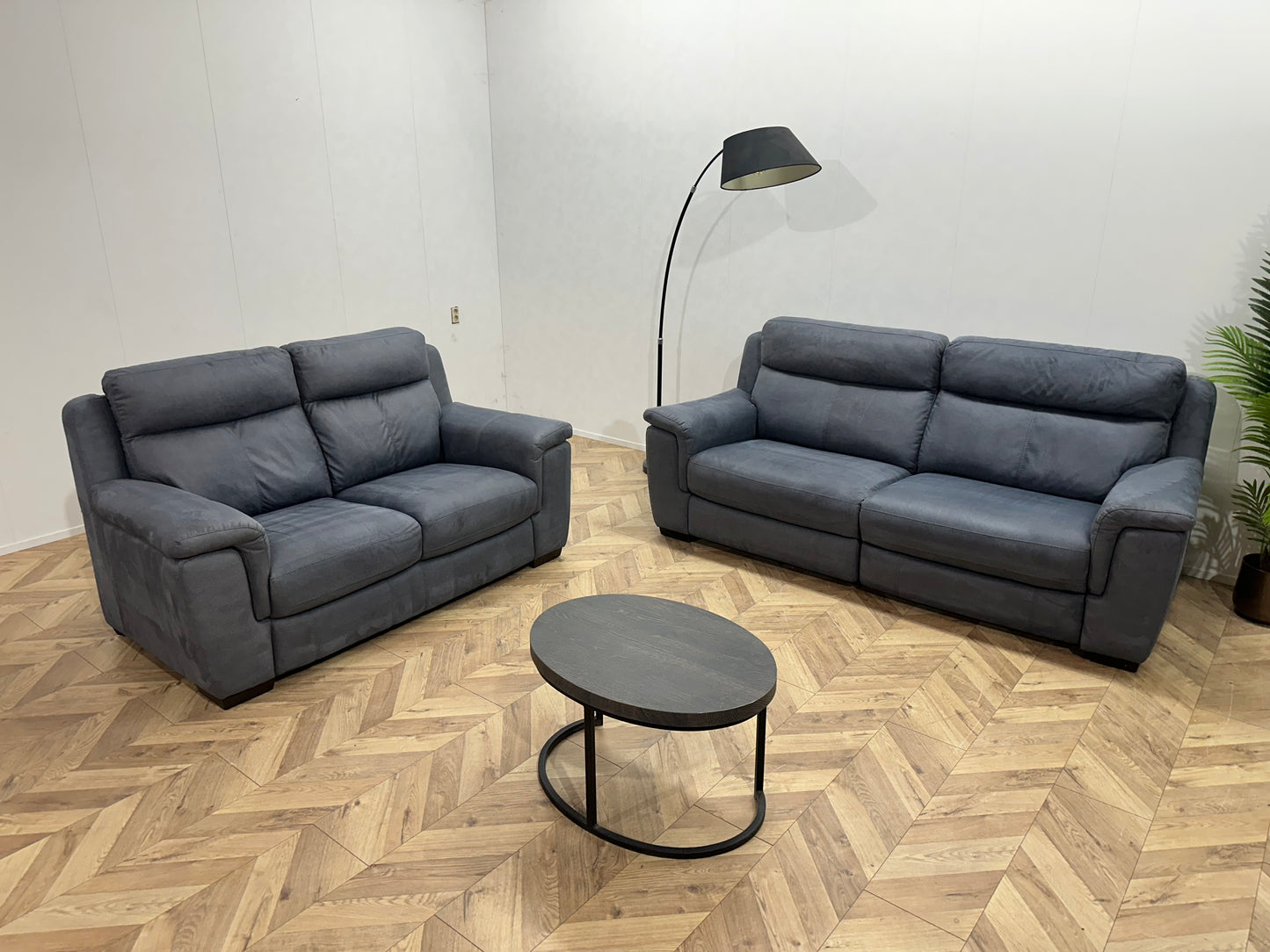 Blauwe Suède Stoffen Banken Set ~ Relaxfunctie