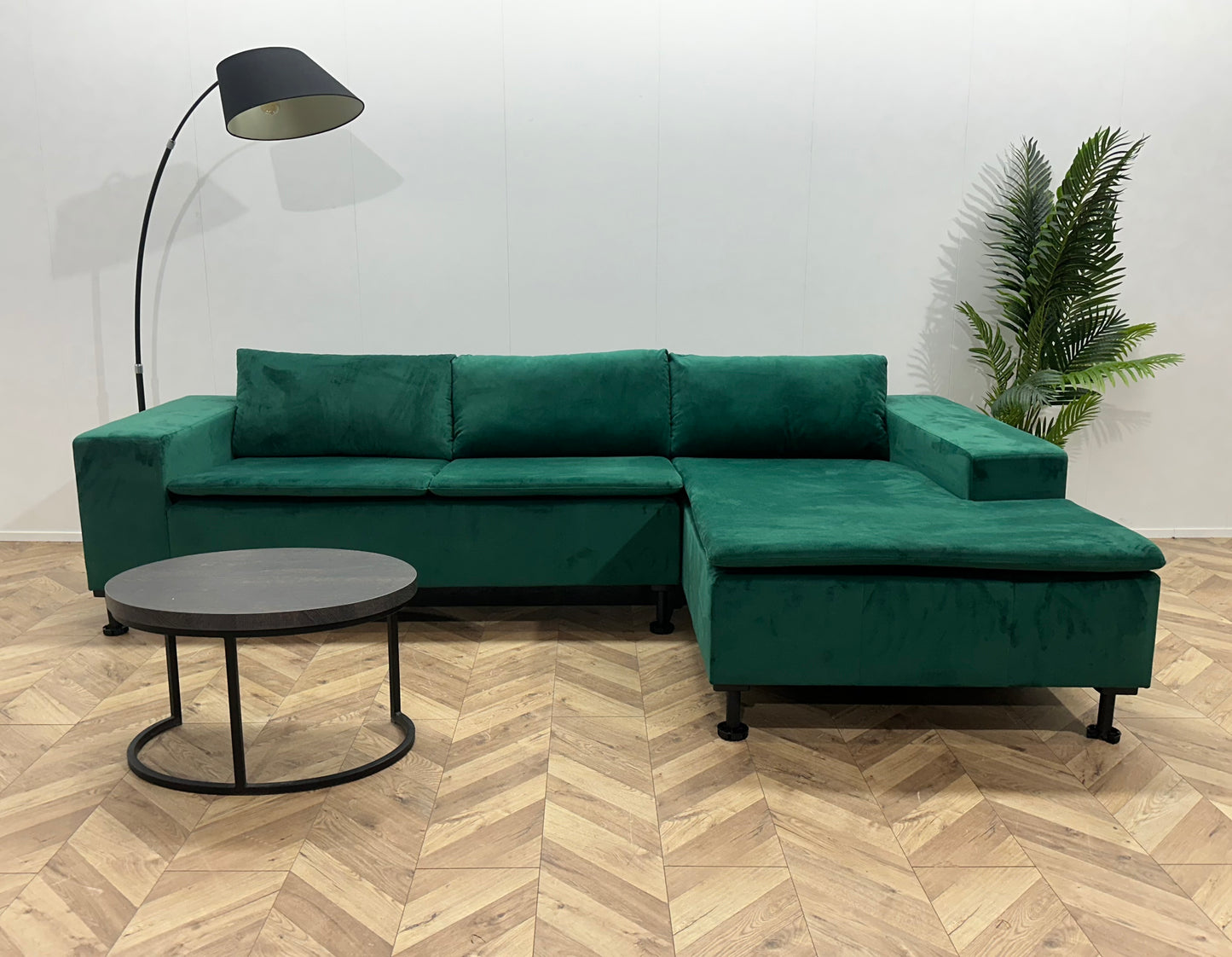 Groene Velvet Hoekbank ~ Losse Kussens Met Afneembare Hoezen