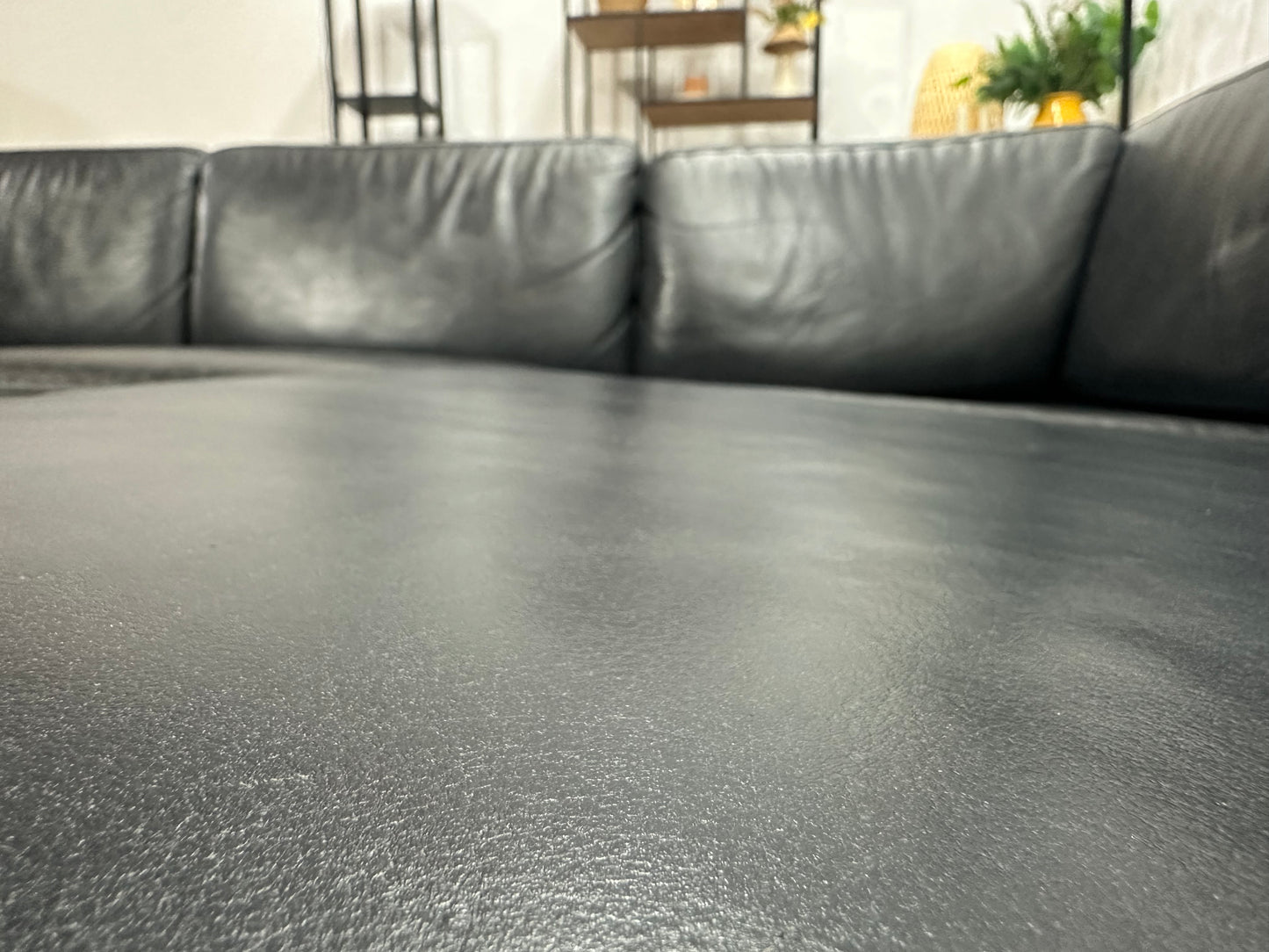 Zwarte Echt Lederen Hoekbank ~ Losse Kussens Met Afneembare Hoezen