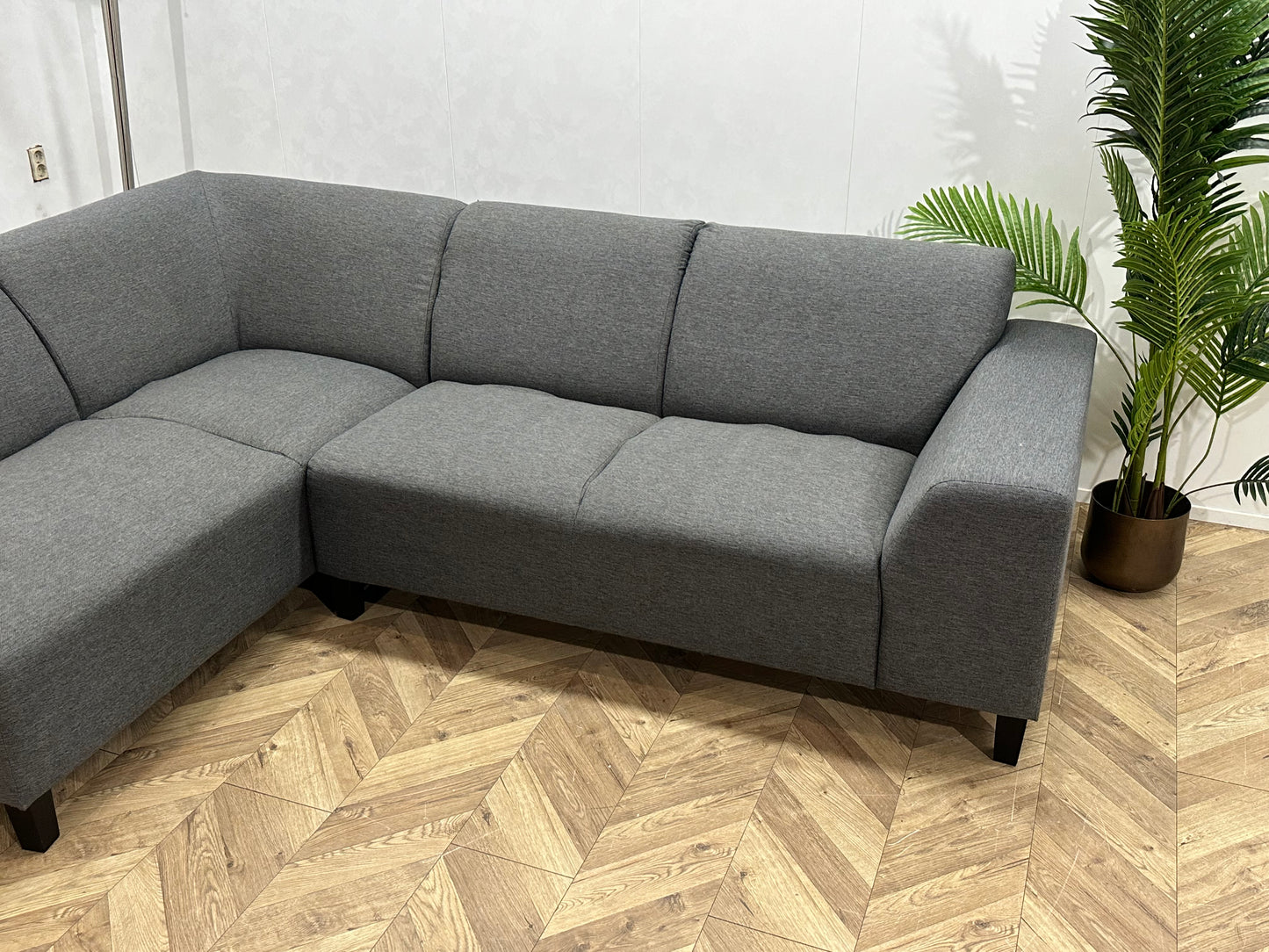 Antraciet Hoekbank Inc Hocker ~ Vaste Kussens