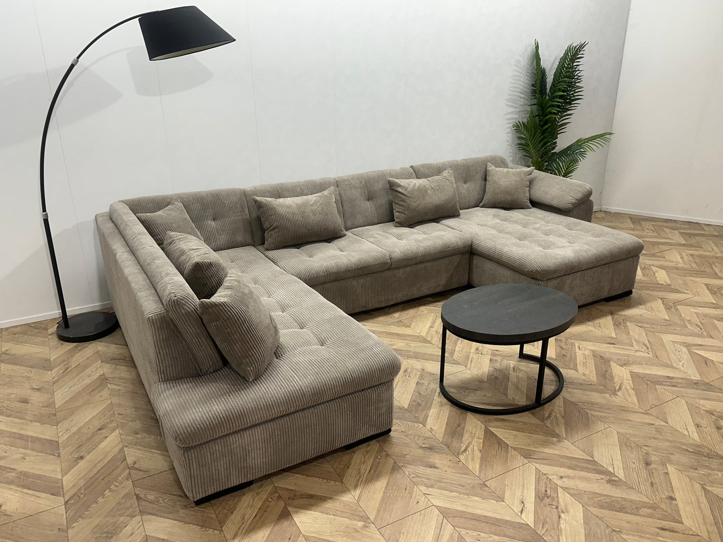 !Showroommodel! Grijze Ribstof U Bank