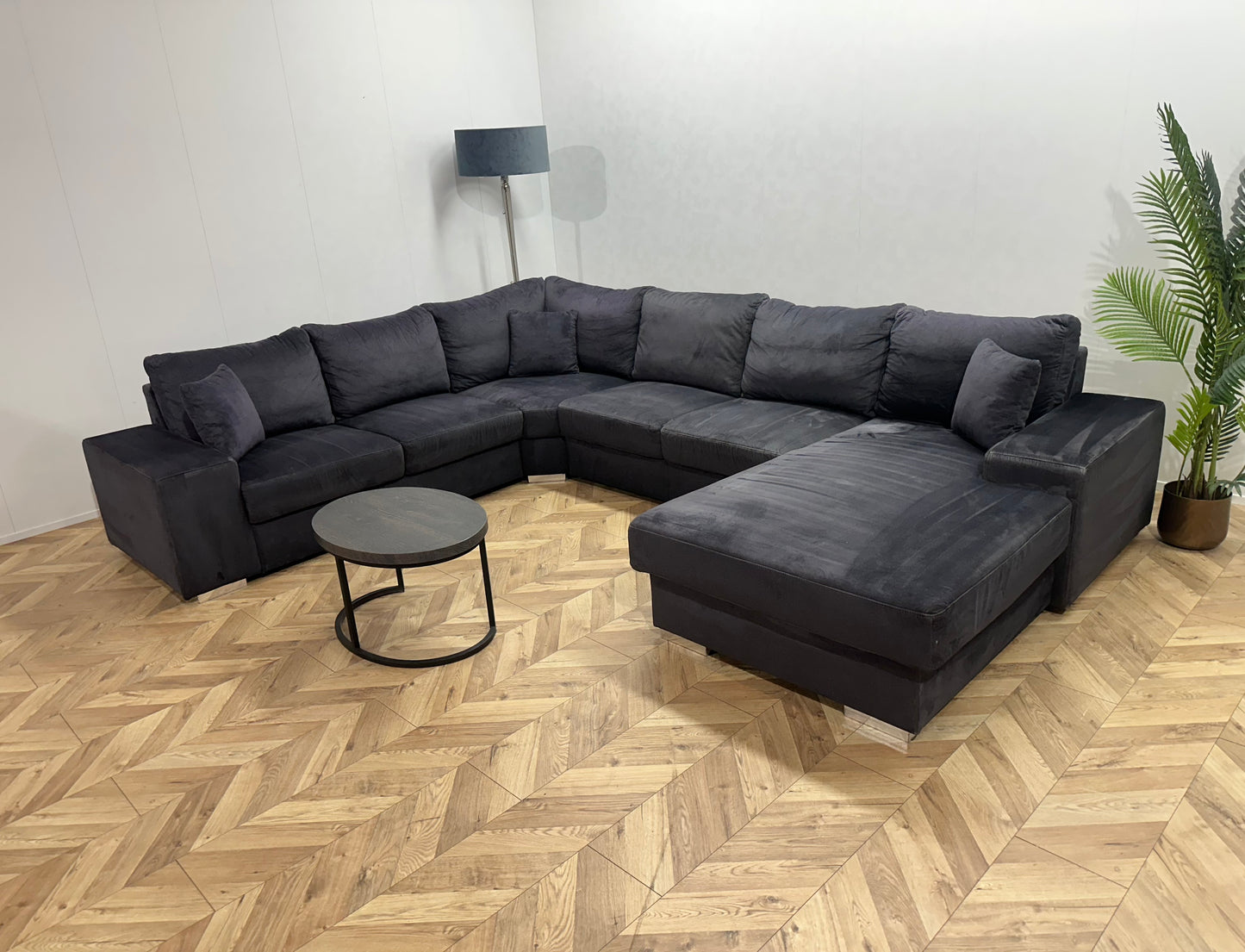 Blauwe Velvet U Bank ~ Losse Kussens Met Afneembare Hoezen