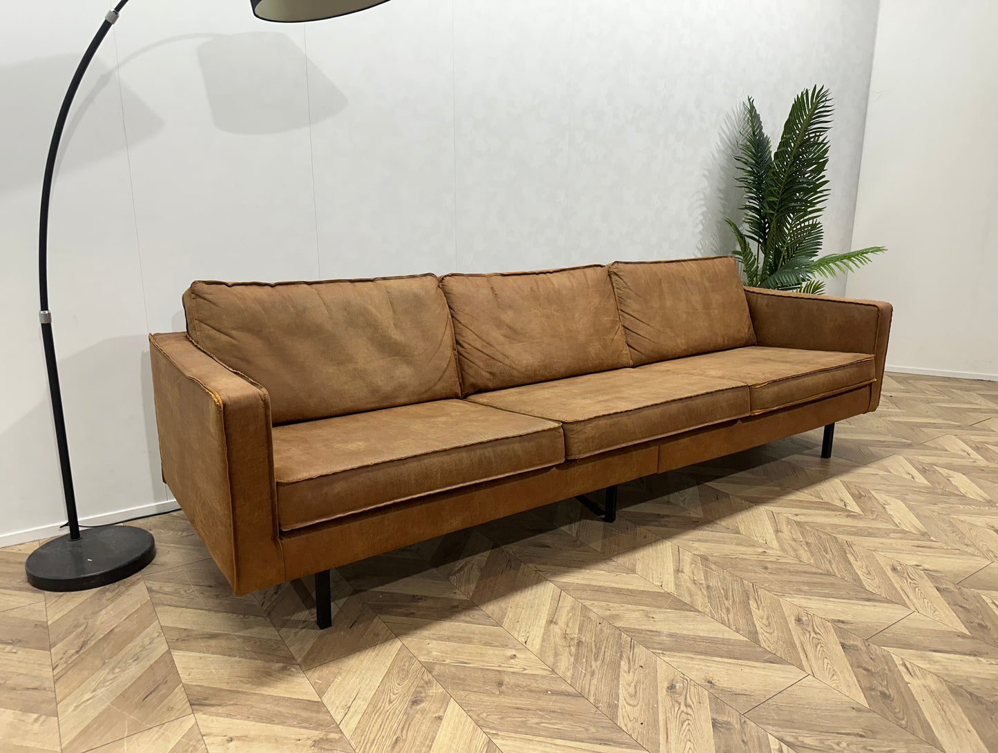 BePure Cognac Bruine Suède Lederen 3-Zita Bank Inc Hocker ~ Losse Kussens Met Afneembare Hoezen