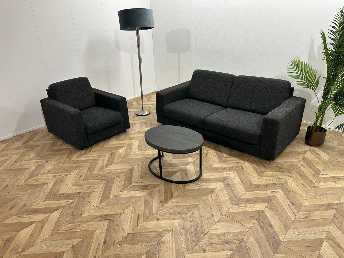 N-Joy Antraciet 2,5-Zits Bank Inc. Fauteuil ~ Vaste Kussens
