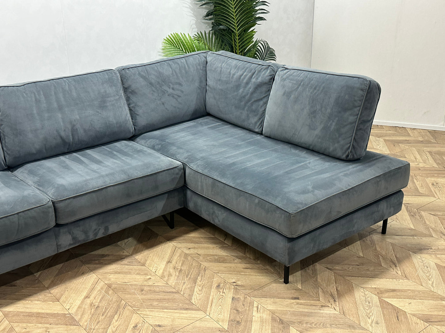 Antraciet Velvet Hoekbank ~ Nieuwstaat