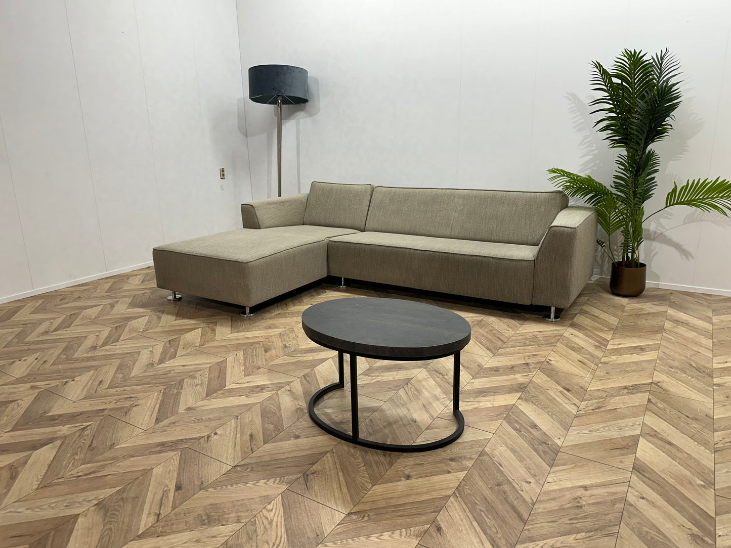Goossens Beige Hoekbank ~ Vaste Kussens