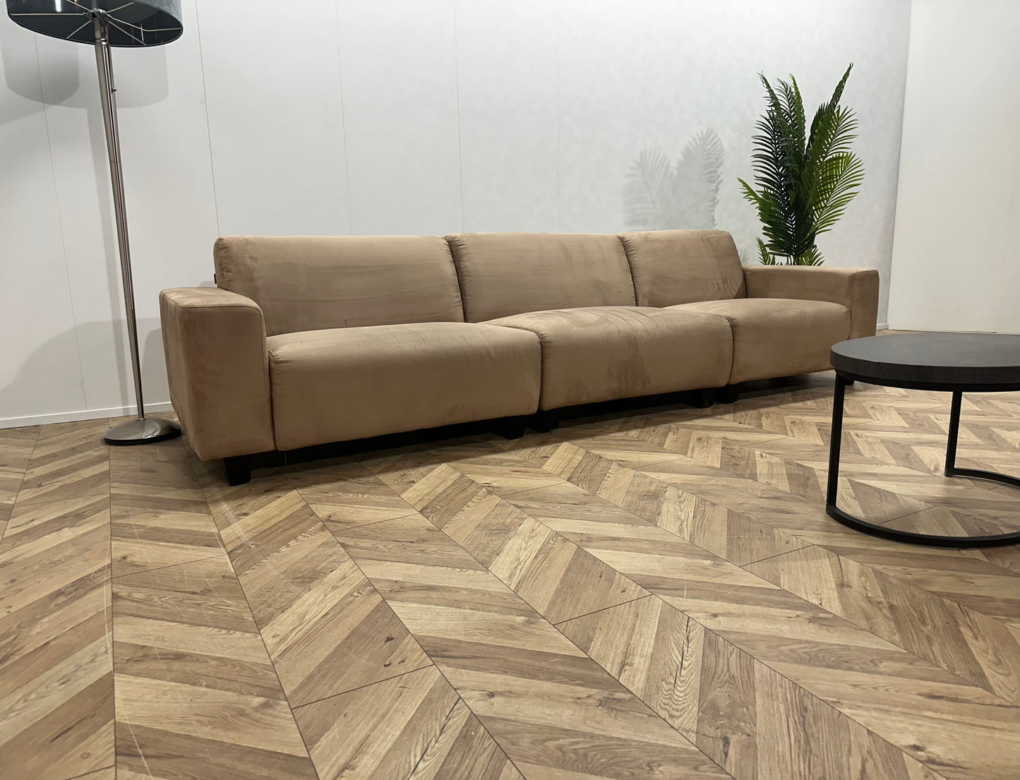 Kuka Roze Velvet 3,5-Zits Bank ~ Vaste Kussens