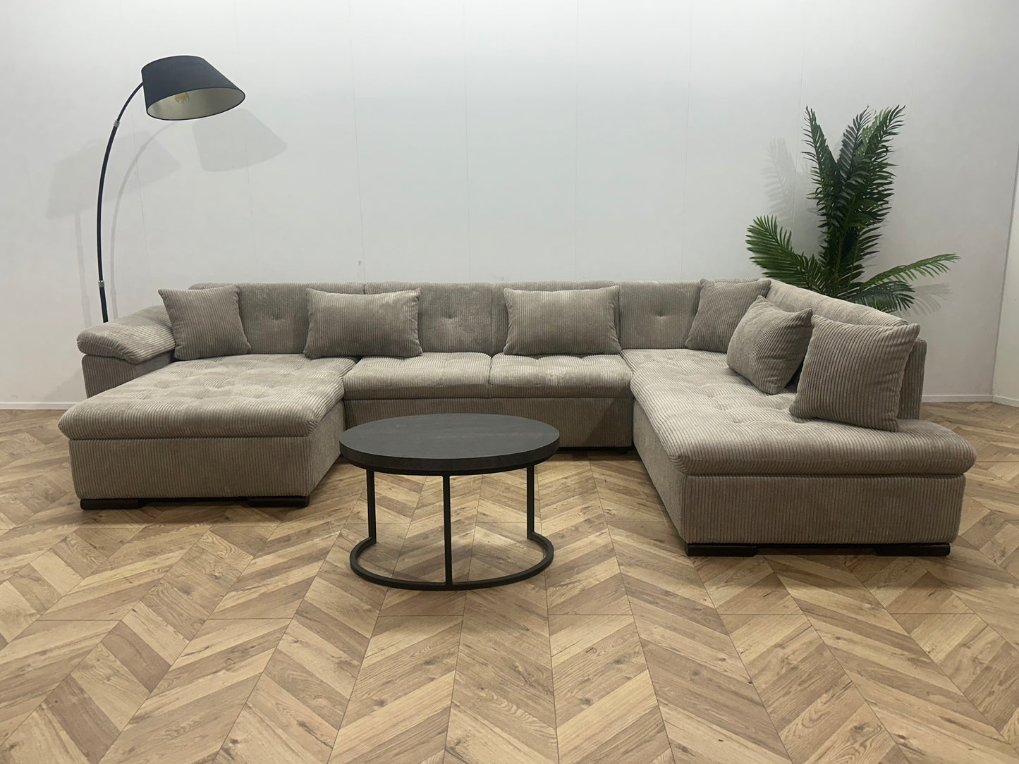 !Showroommodel! Beige Ribstof U Bank