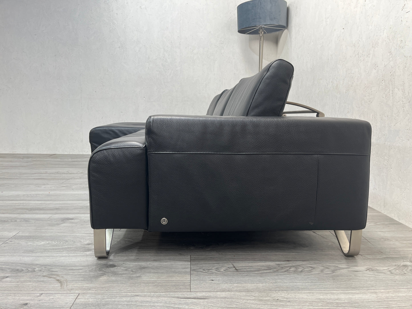 Zwarte Echt Lederen Natuzzi Hoekbank ~ Verstelbare Rugleuningen