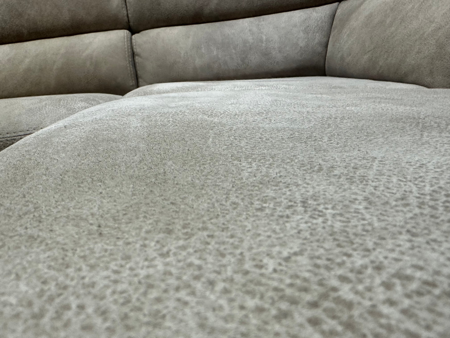 Licht Bruine Suede Lederen Hoekbank ~ Vaste Kussens