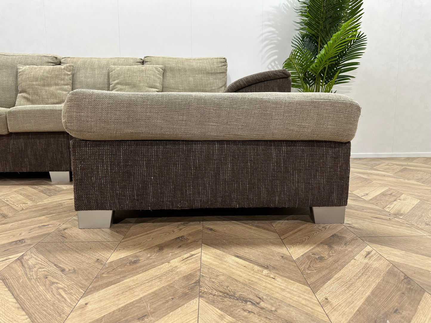 Bruin/Beige Hoekbank ~ Losse Kussens