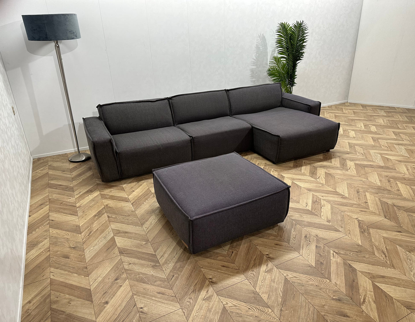 Umix Antraciet Hoekbank Inc Hocker ~ Vaste Kussens