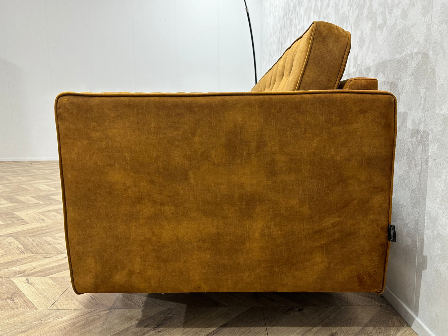 Trendhopper Gele Velvet 2.5-Zits Bank Inc Hocker ~ Losse Rugkussens Met Afneembare Hoezen