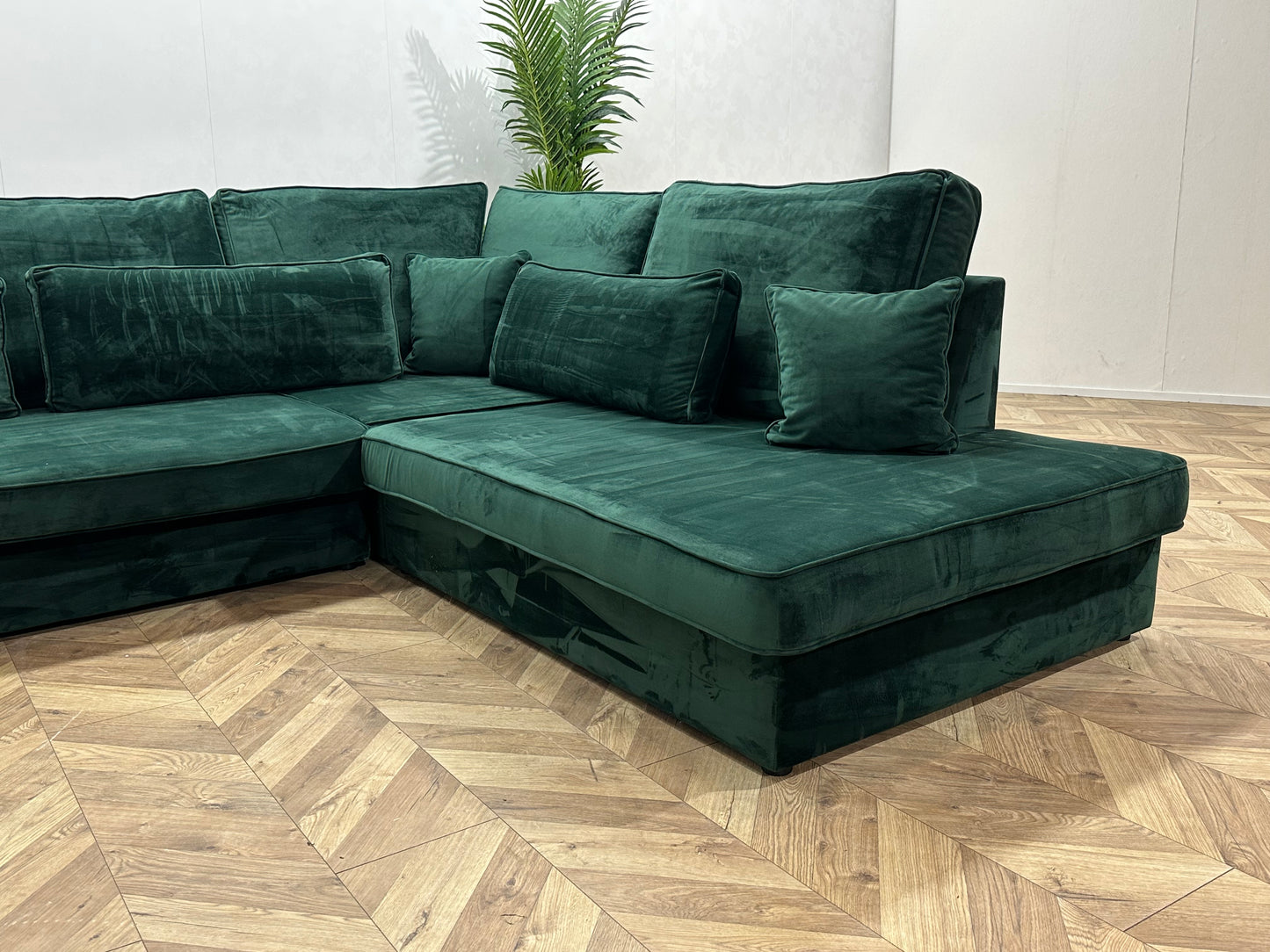 Groene Velvet Hoekbank ~ Nieuwstaat
