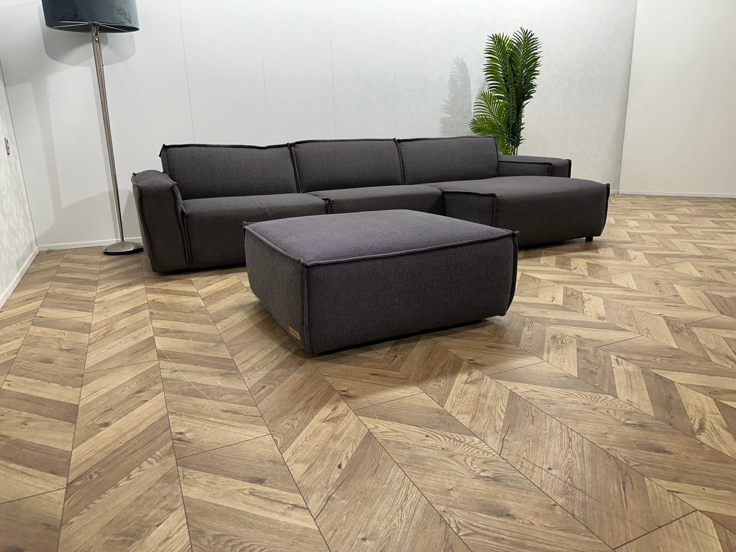 Umix Antraciet Hoekbank Inc Hocker ~ Vaste Kussens