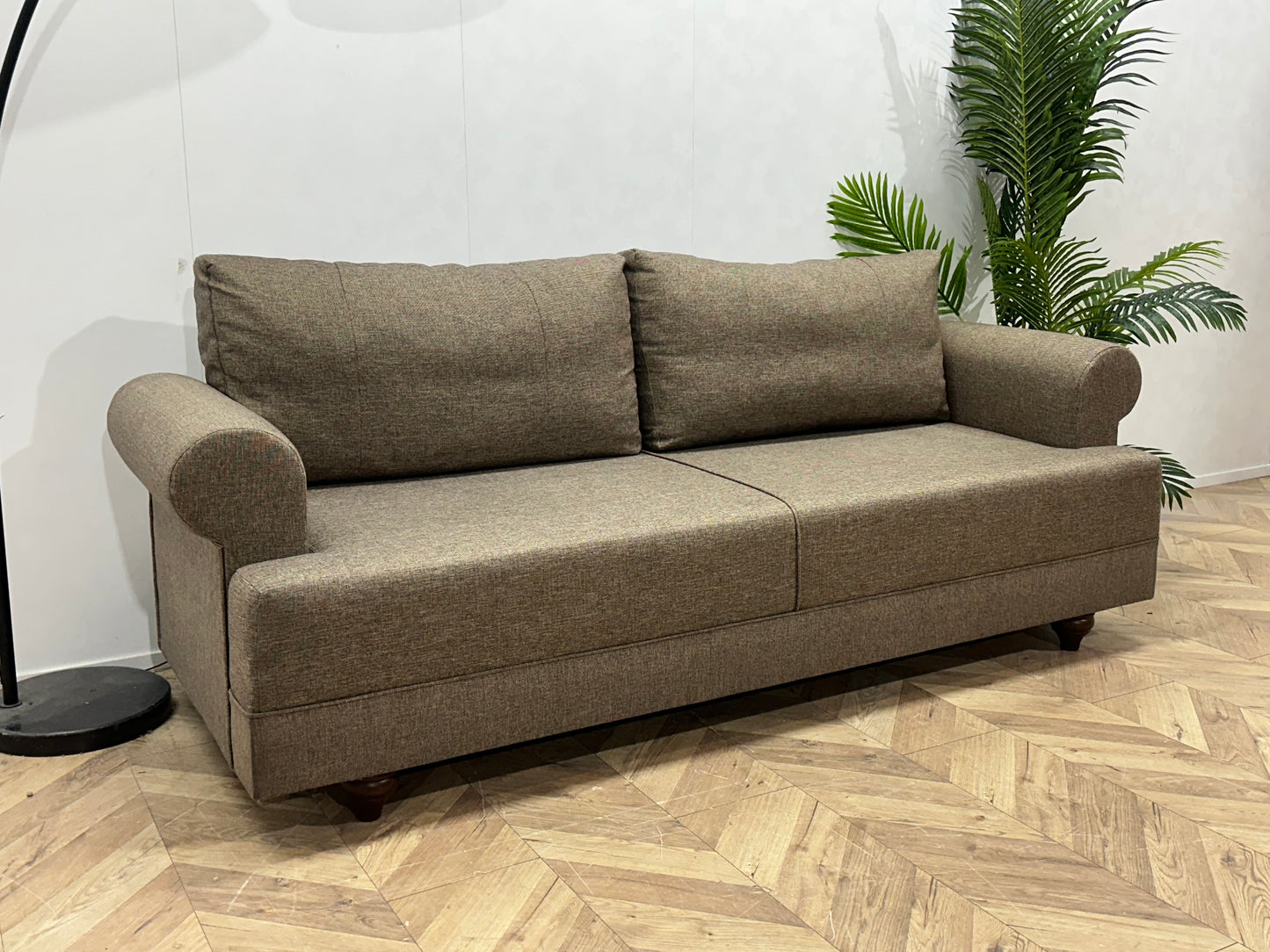 Evdebiz Beige 2.5-Zits Bank Inc Hocker ~ Losse Rugkussens Met Afneembare Hoezen