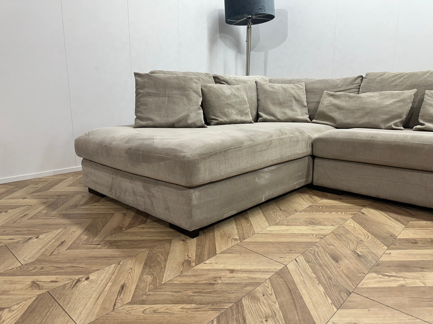 IN.HOUSE Beige Velvet Hoekbank ~ Nieuwstaat