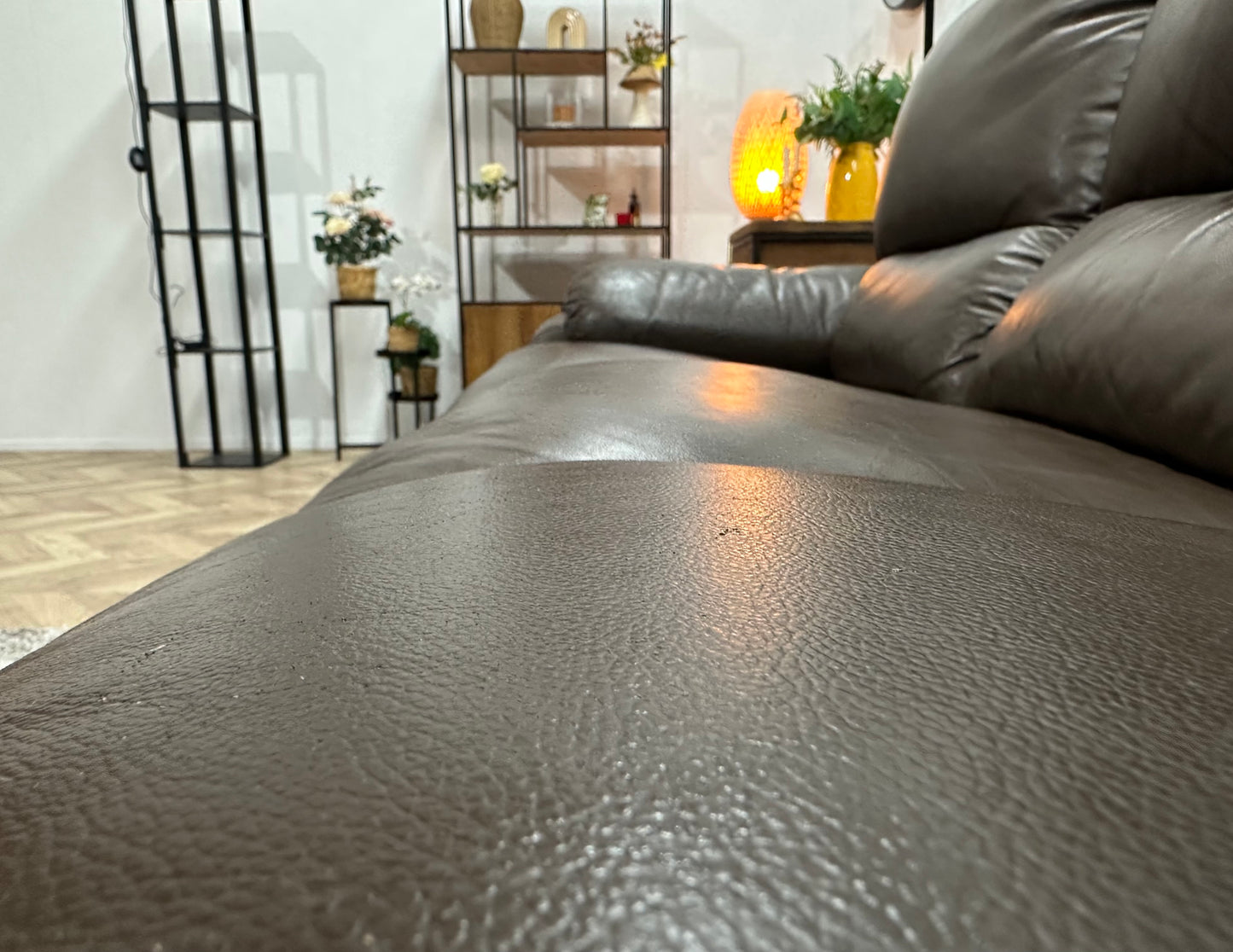 Bruine Echt Lederen 3-Zits Bank ~ Relaxfunctie