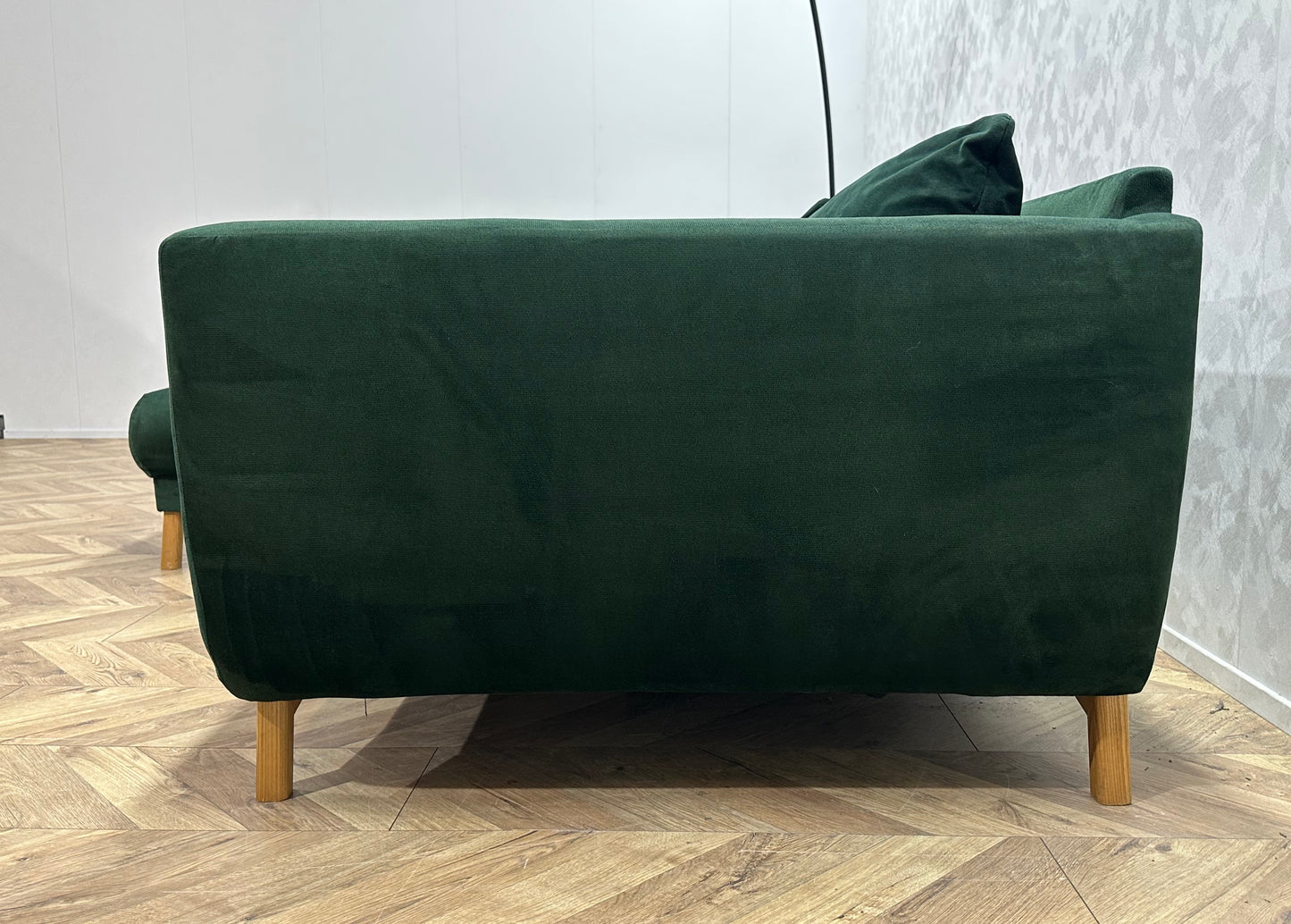 Groene Velvet Hoekbank ~ Losse Rugkussens Met Afneembare Hoezen