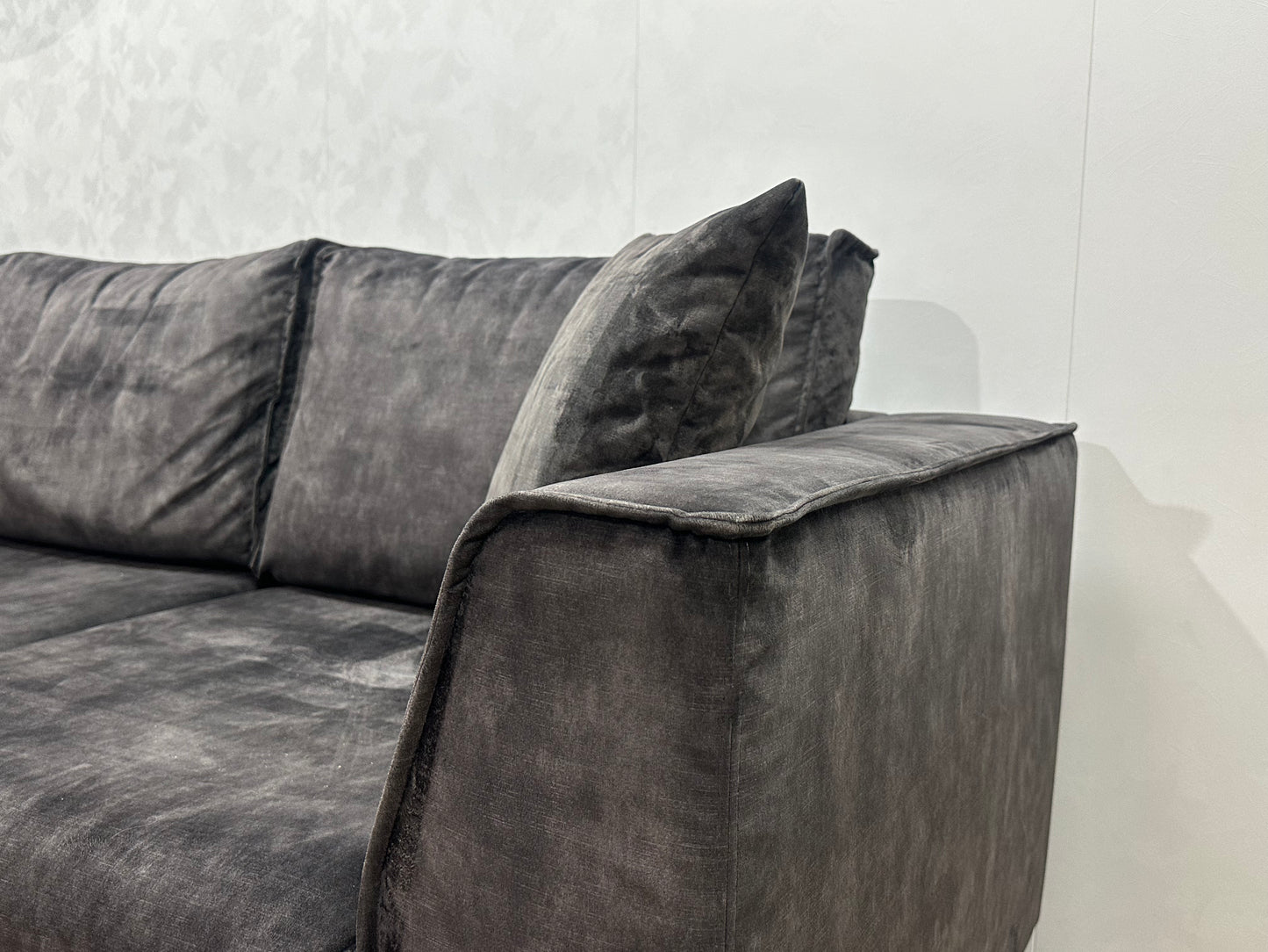 Antraciet Velvet Hoekbank ~ Losse Kussens Met Afneembare Hoezen