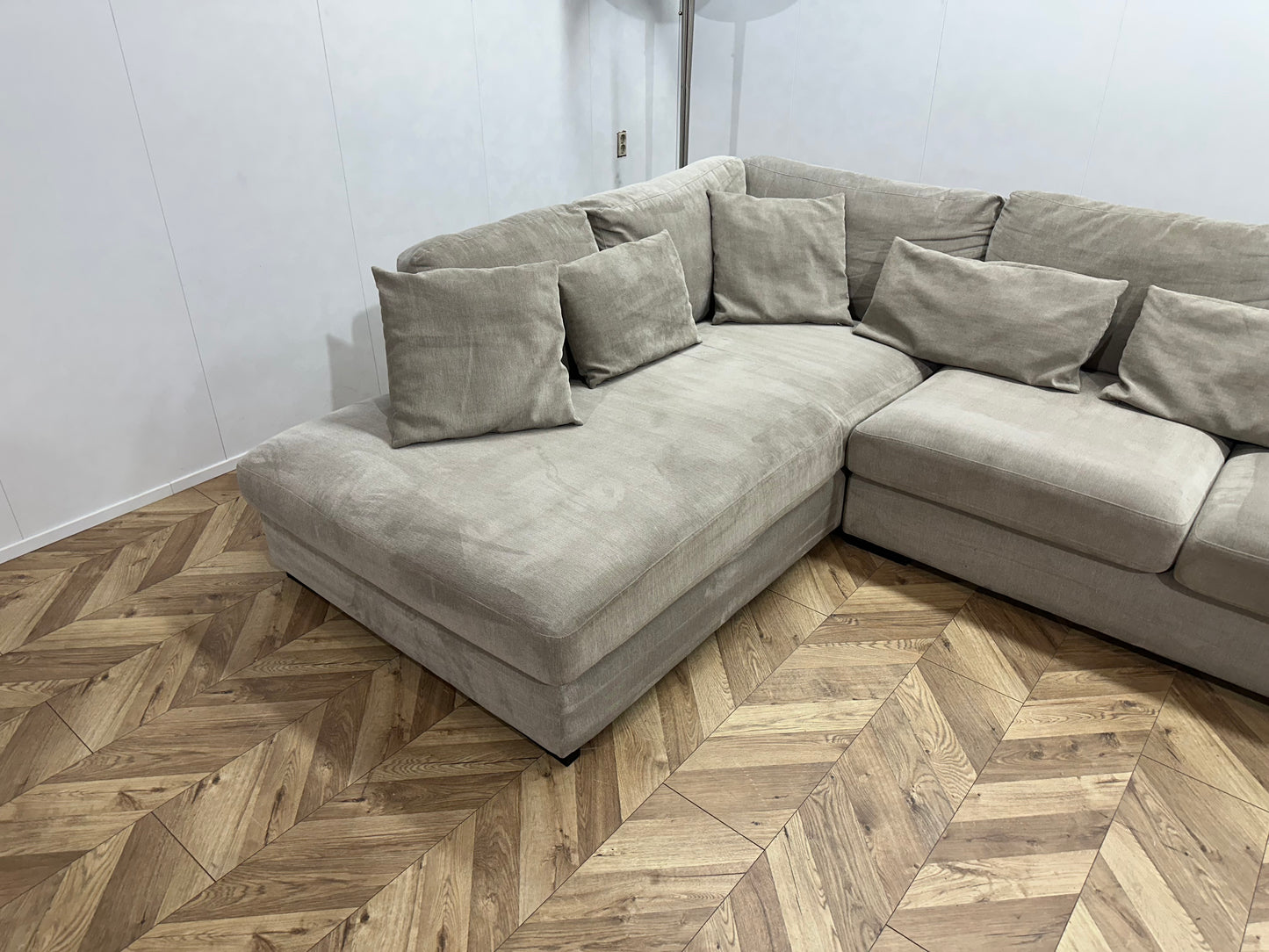 IN.HOUSE Beige Velvet Hoekbank ~ Nieuwstaat