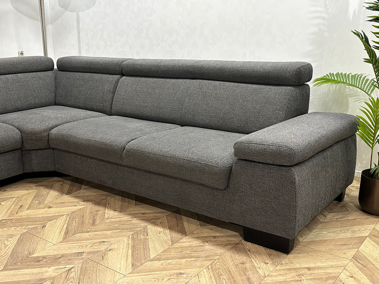 Antraciet Hoekbank Inc Hocker ~ Verstelbare Arm/Hoofdsteunen