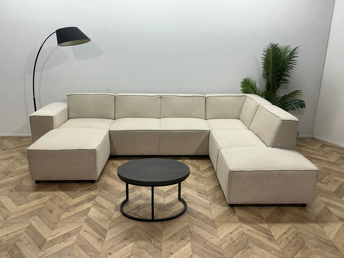 !Showroommodel! Crème Suède Stoffen U Bank