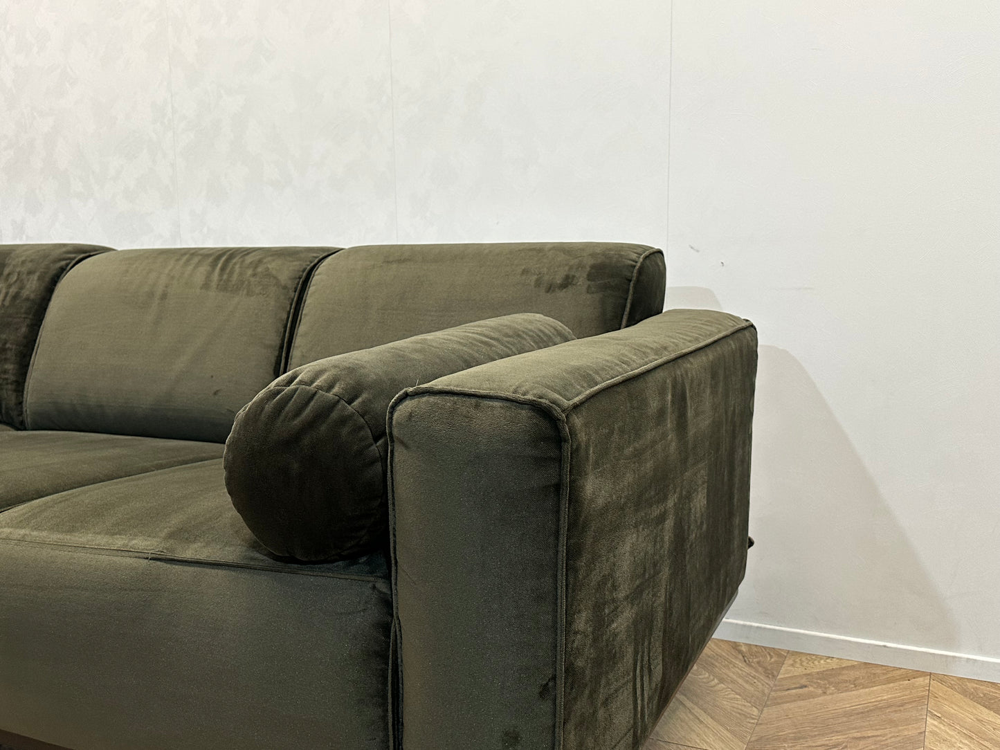 Be Pure Groene Velvet 4-Zits Bank ~ Vaste Kussens