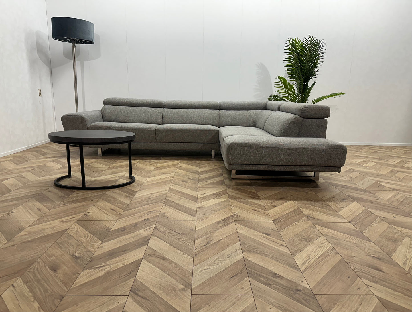 Licht Grijze Design Hoekbank ~ Verstelbare Hoofdsteunen