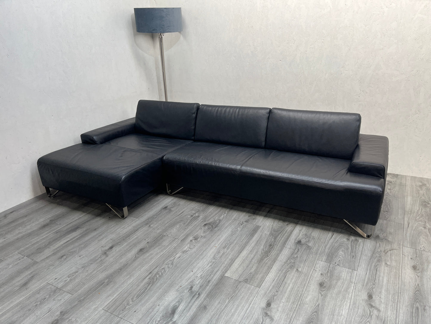 Zwarte Echt Lederen Natuzzi Hoekbank ~ Verstelbare Rugleuningen