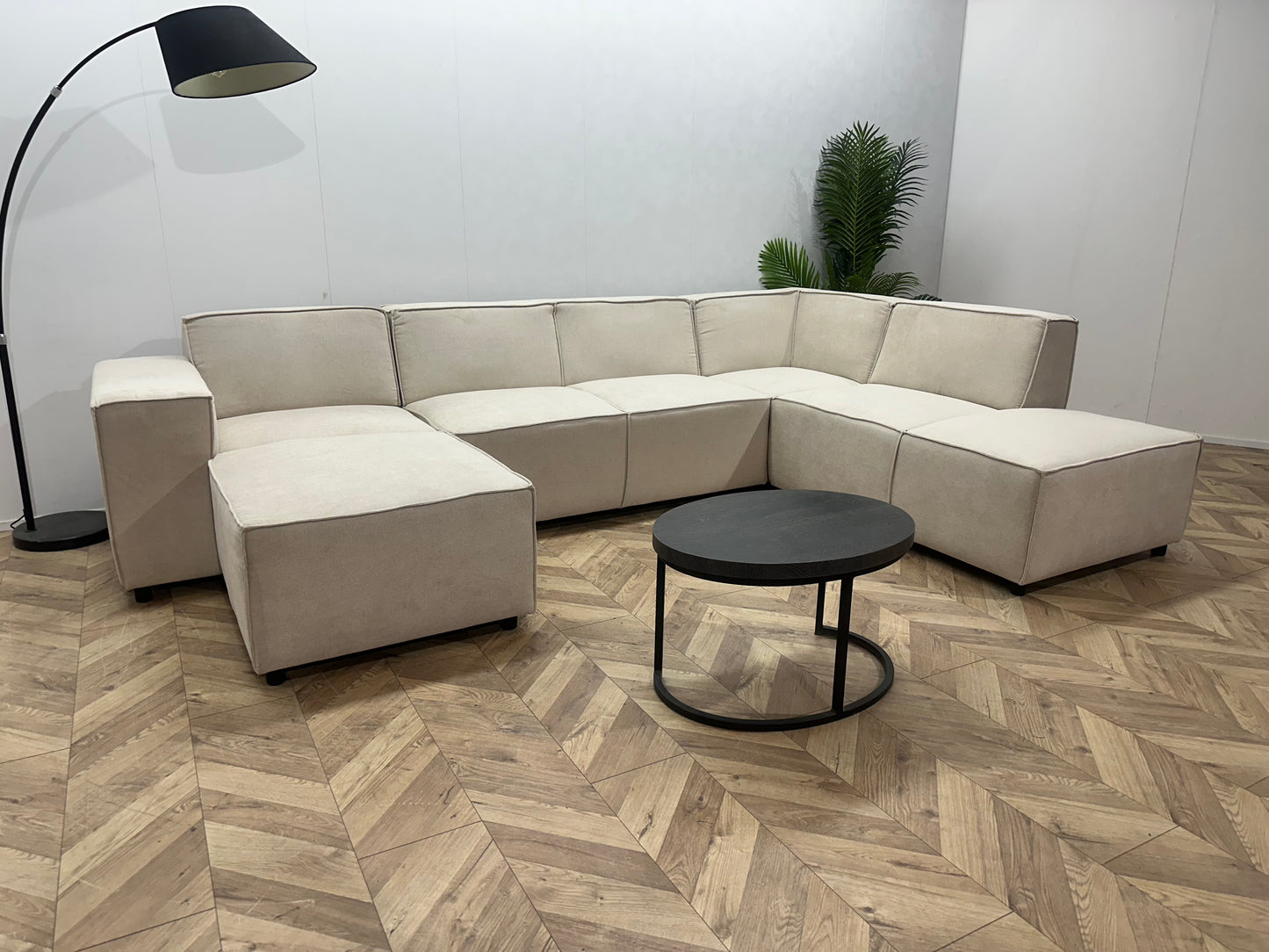 !Showroommodel! Crème Suède Stoffen U Bank