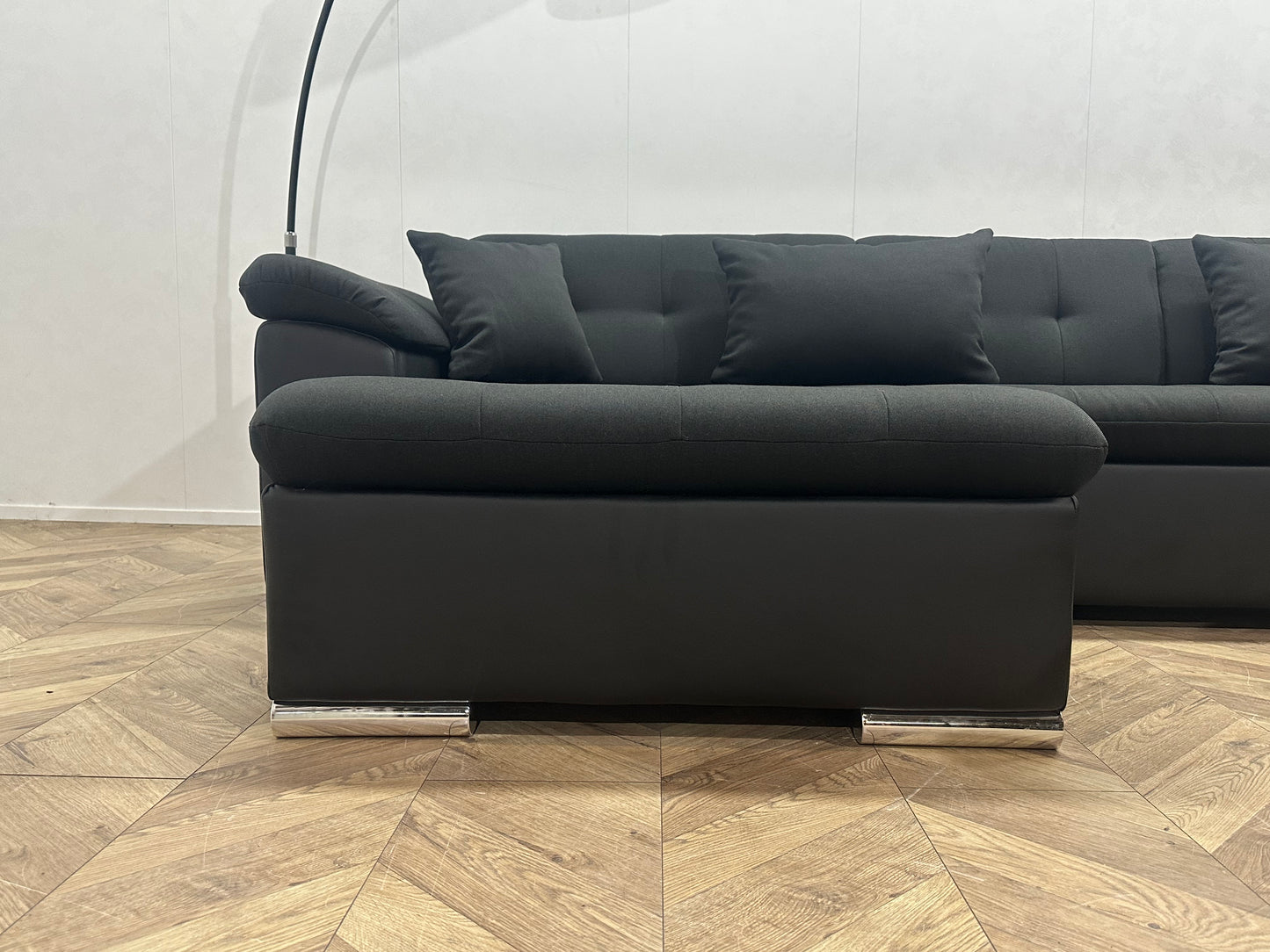 !Showroommodel! Antraciet/Zwarte Stoffen/Lederen U Bank