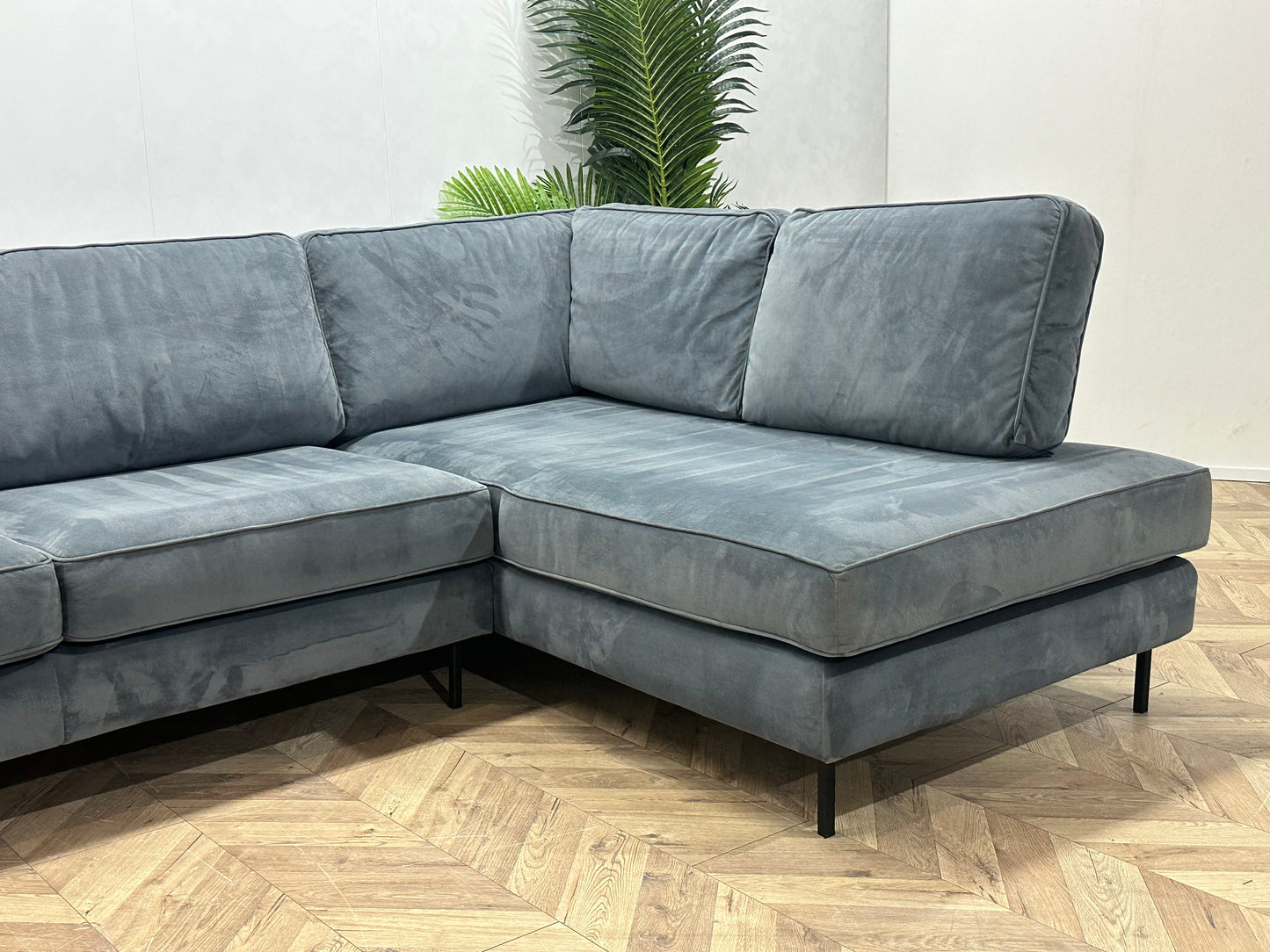 Antraciet Velvet Hoekbank ~ Nieuwstaat