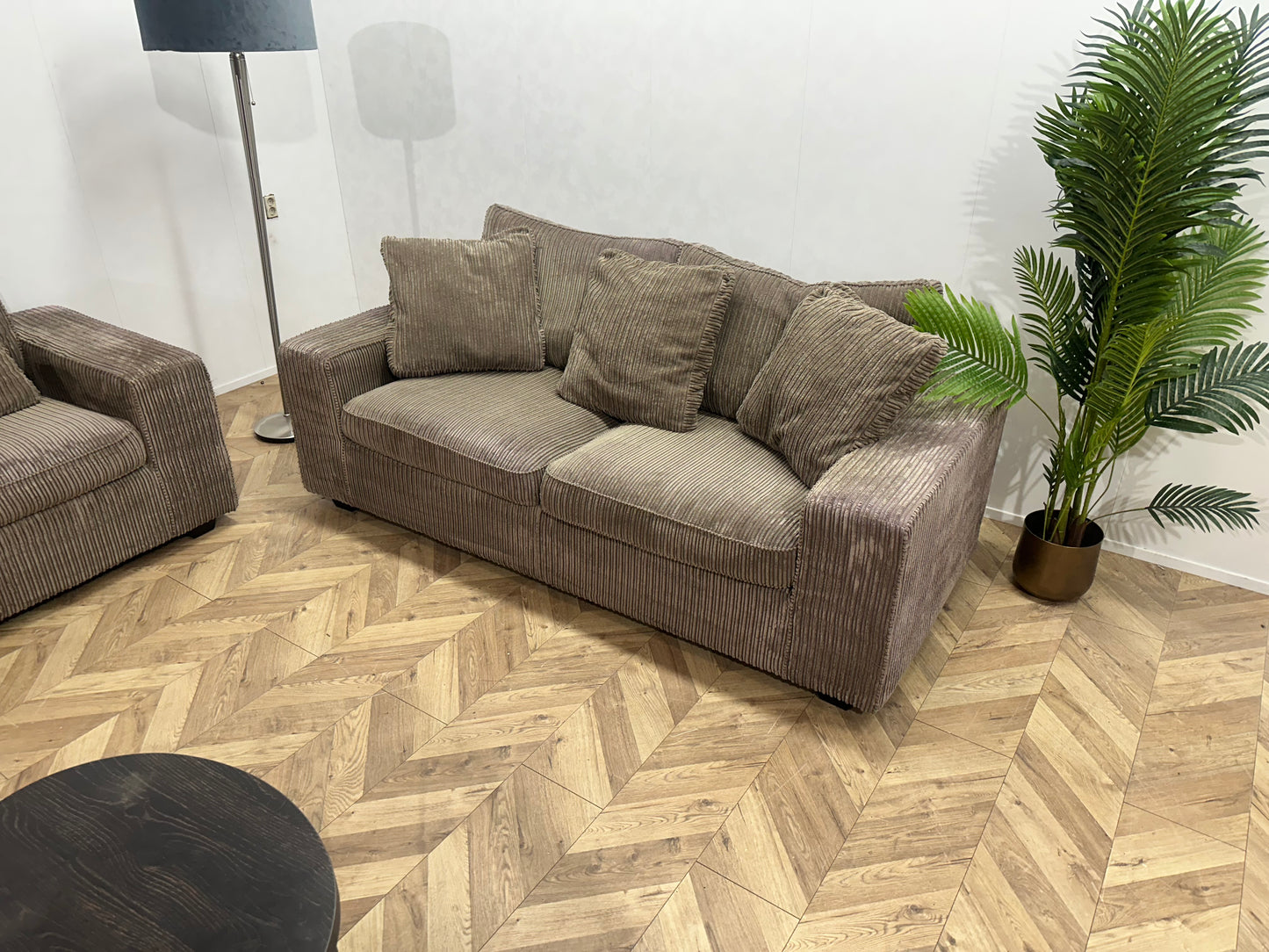 PuraVida Beige Ribstof Banken Set ~ Losse Kussens Met Afneembare Hoezen