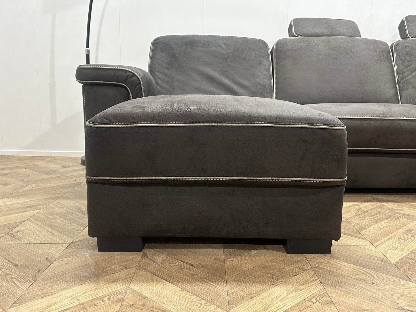 H&H Antraciet Suède Stoffen U Bank ~ Opbergruimte