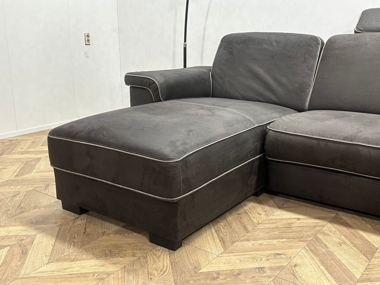 H&H Antraciet Suède Stoffen U Bank ~ Opbergruimte