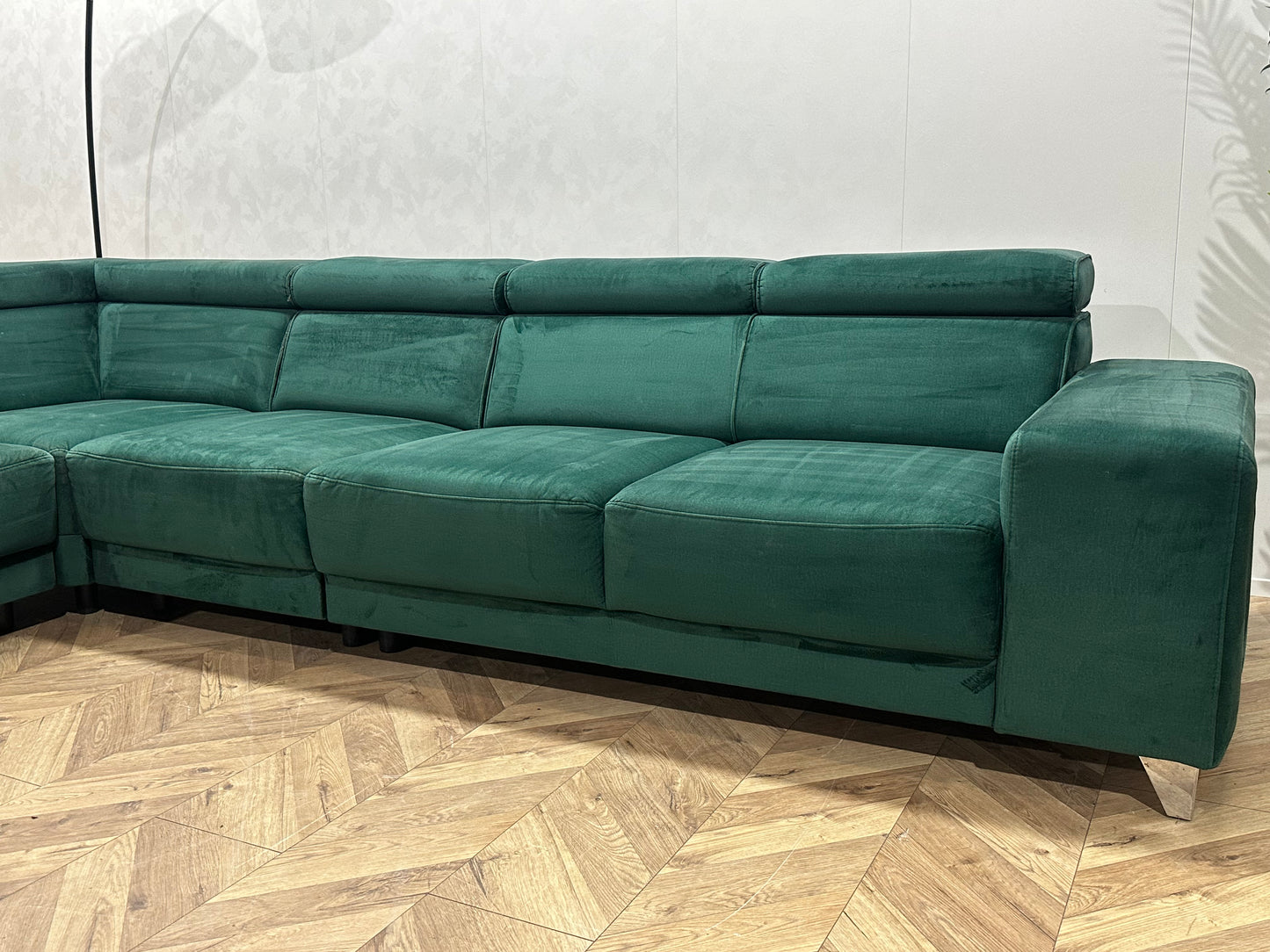 Groene Velvet Hoekbank ~ Verstelbare Hoofdsteunen
